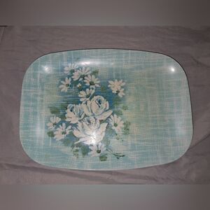 Vintage Proton blue rose plastic rectangular serving tray